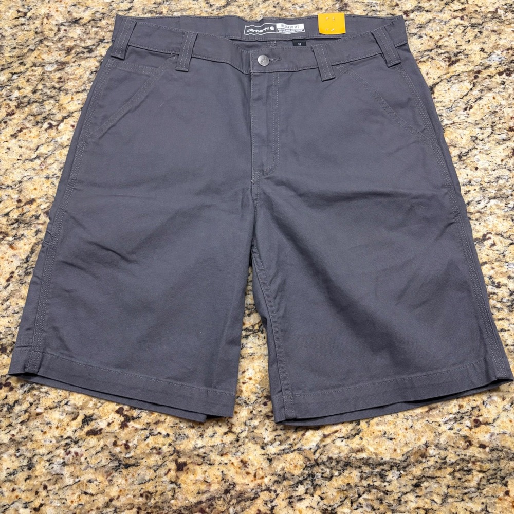 NEW Carhartt Mens Relaxed Fit Canvas Work Shorts Gray 32 Rugged Flex ws